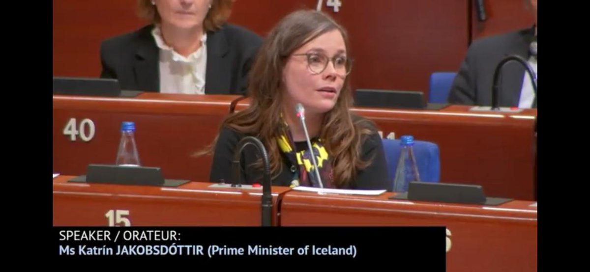 In reply to❓from <a href="/Fiona_Kildare/">Senator Fiona OLoughlin</a> on female participation, <a href="/katrinjak/">Katrín Jakobsdóttir</a> encouraged states to make structural changes like shared parental leave &amp; universal childcare so all women can participate – not just the few at the top – cause that is real #GenderEquality

At <a href="/coe/">Council of Europe</a> <a href="/PACE_News/">PACE</a>