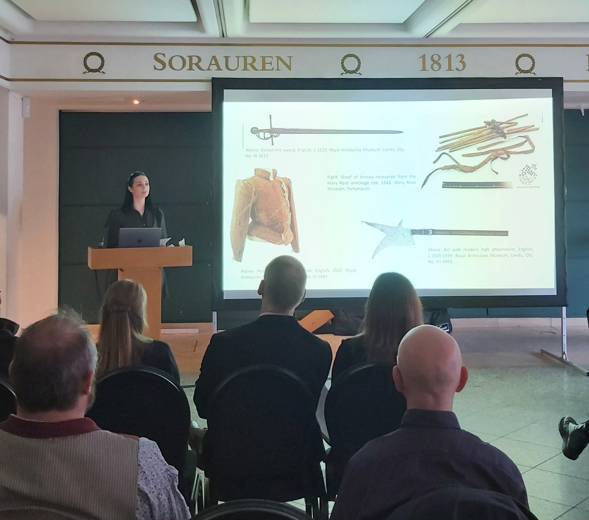 Incredibly interesting topic by <a href="/samanthalnelson/">Samantha Nelson</a> at the #WeaponsInSociety conference organized by the <a href="/Royal_Armouries/">Royal Armouries</a>, addressing the military obligations of noblewomen in 16th England. 
#armsandarmour #history #nobility