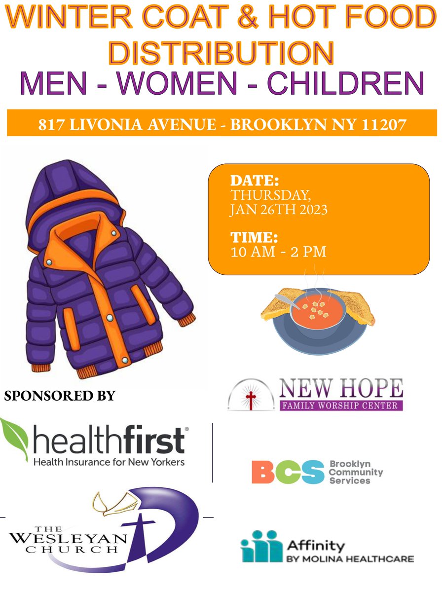 CentersUnited's tweet photo. Winter coat and hot meal distribution today at 817 Livonia from 10am to 2pm!

¡Distribución de abrigos de invierno y comida caliente hoy en 817 Livonia de 10 a. m. a 2 p. m.! https://t.co/nF7DHEWPfa