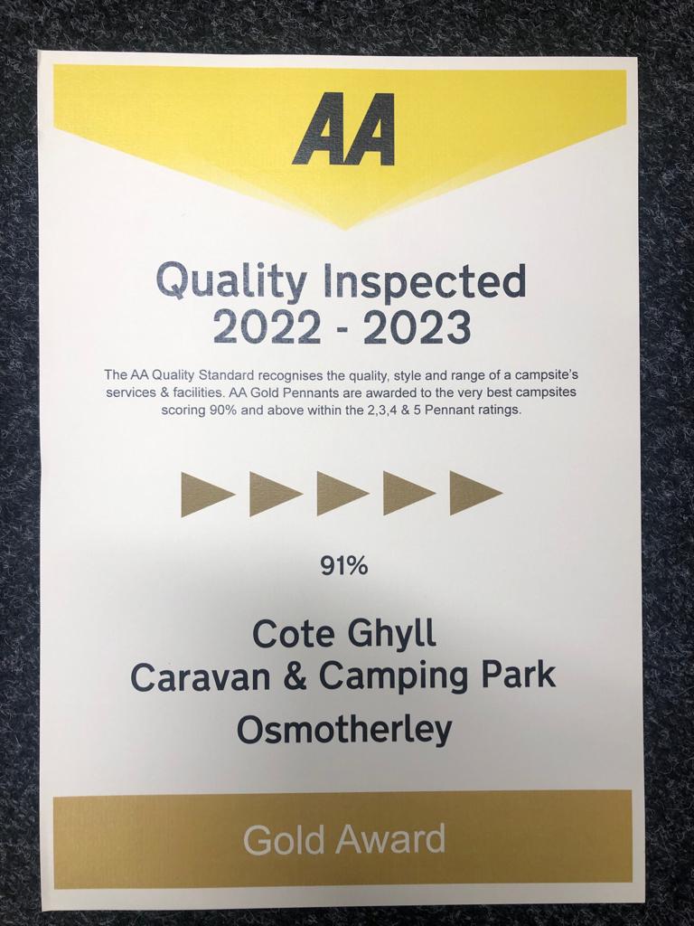 And now its the turn of the Caravan &amp; Camping Park team, our second award of the year!  Once again our team have done us proud in achieving the Gold Award from the AA Quality Standard scheme.

#aaqualitystandards