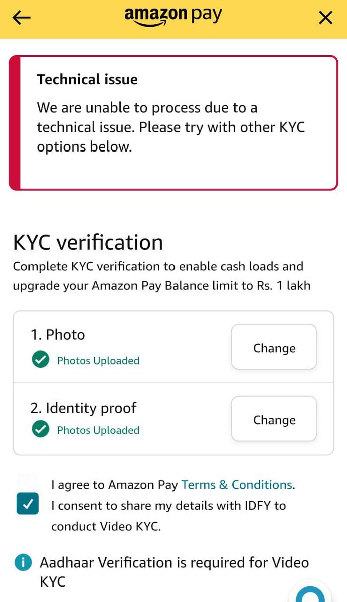 FootballChunk's tweet image. u guys shld also focusd on the paymnt n kyc part of the App its so nasty 2 use n the main isue is u cant transfer ur amazon pay balance until our kyc is done resolvd the issue by the earliest so tht v cn do our kyc n tranfer the amnt ASAP #PoorApp #BadService #WorstThings4Payment