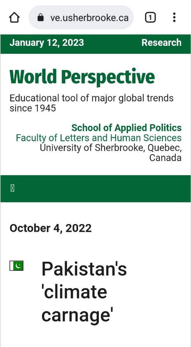AttiyaMunawer's tweet photo. Mentioned by
Faculty of Letters and Human Sciences
University of Sherbrooke, Quebec, Canada
Munawer, Attiya, « Where is the aid to flood victims? », Pakistan Observer, September 28, 2022, consulted on 09/30/22
#climateexpert #sustainability #floods #pakistan https://t.co/ya7nD8f0nC