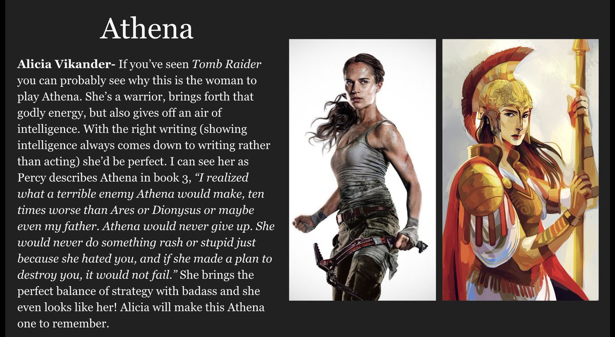 Athena: Alicia Vikander