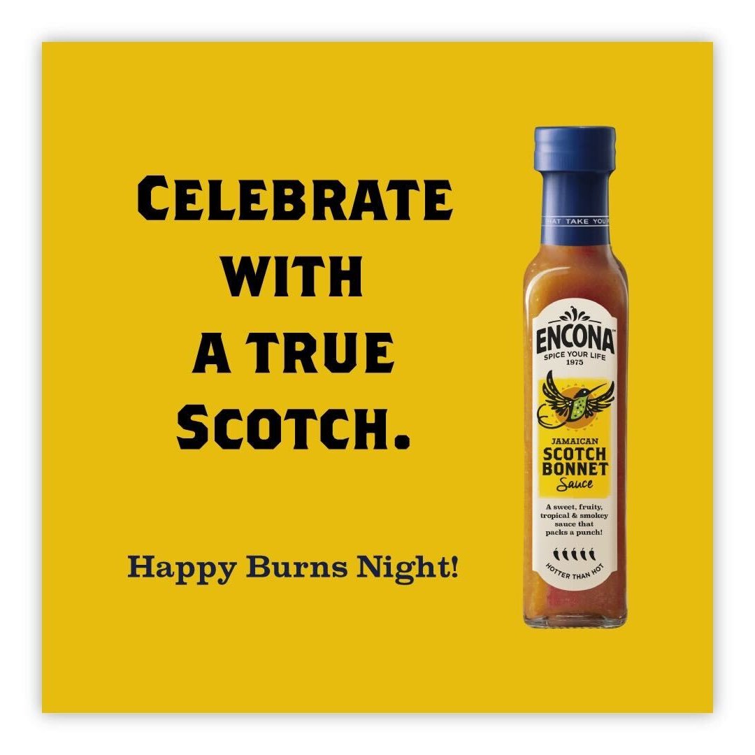 We hope there was eating and heating involved this #BurnsNight 

#TopicalAd from <a href="/issie_peach/">Issie Peach</a> and <a href="/MollyOhayon/">Molly Ohayon</a> for <a href="/EnconaOfficial/">Encona Sauces</a> #HappyBurnsNight