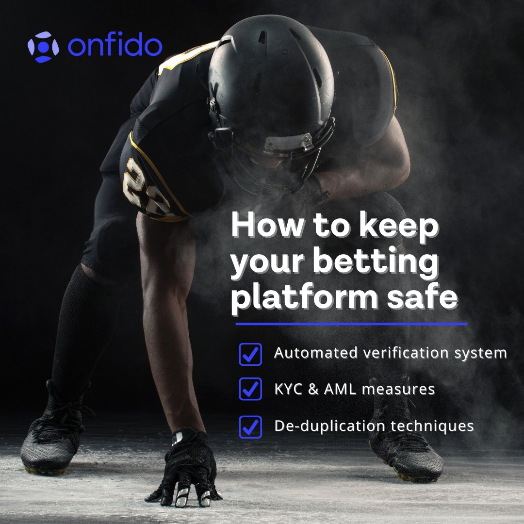 Onfido's tweet photo. Don’t let fraudsters score a touchdown with your cash. Protect players on your betting platforms with our document and biometric verification checks. Learn more here: https://t.co/Z1odUKmwaL
#Biggame #playeridentity #identityverification https://t.co/OIBaXjrJLI