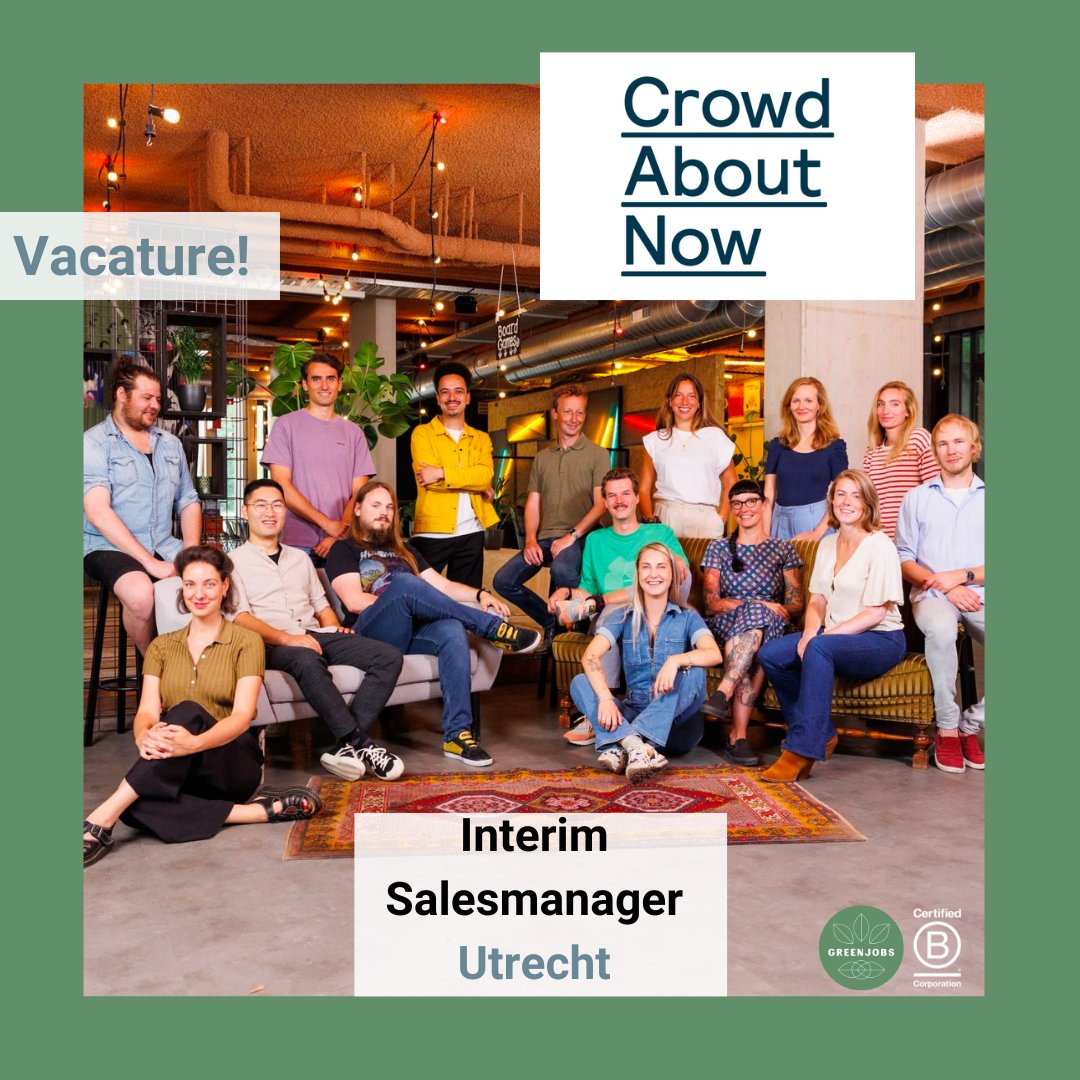 <a href="/CrowdAboutNow/">CrowdAboutNow</a> maakt crowdfunding mogelijk voor ondernemers met een sociaal hart of een lokale missie. Ze zoeken een Interim Salesmanager
greenjobs.nl/vacature/inter…

#utrecht #crowdaboutnow #interim #salesmanager #greenjobs #vacature #bcorp #duurzaam #sales #crowdfunding #management