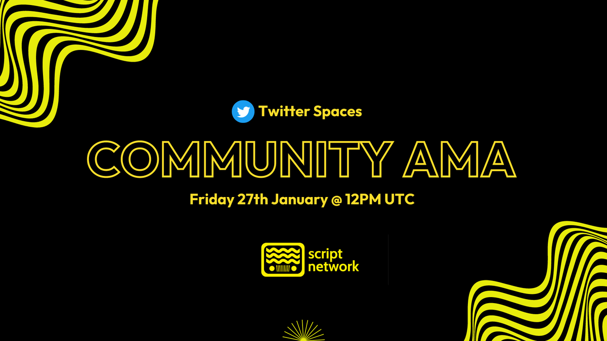 📢 COMMUNITY AMA 📢

Our weekly community AMA is here again where we cover all things Script Network, including updates across the ecosystem, FAQ and more!

⏰ Jan 27, Fri, 12:00 PM UTC+0

🔗 link3.to/e/zxe35t 

See you there! (📺,💰)