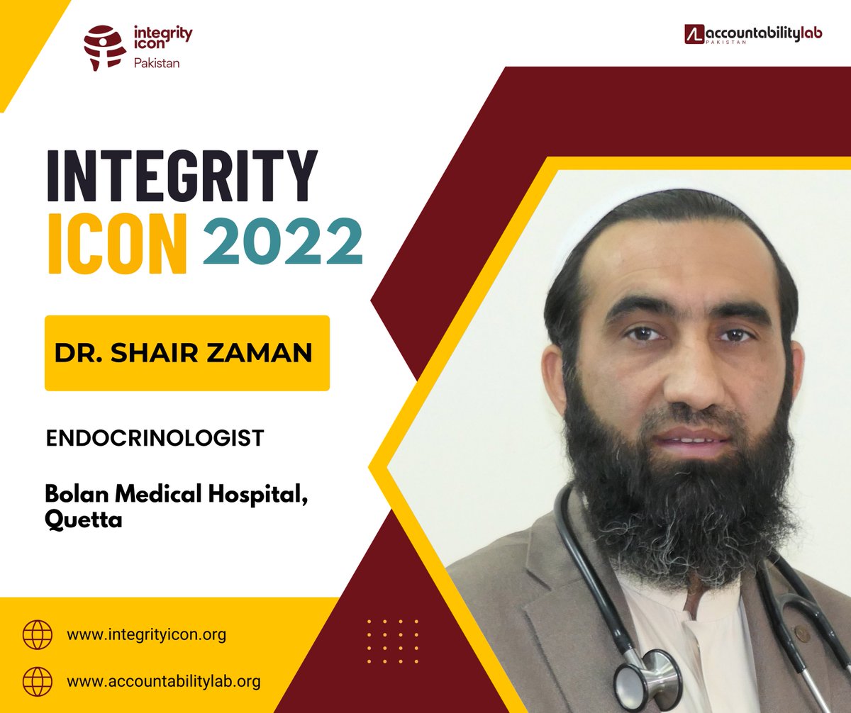 accountlabpk's tweet photo. (2/2) help the people in a respectable manner.”
Join us live at Accountability Lab Pakistan, as we honour public officials like Dr. Shair Zaman on February 1st, 2023.
#IntegrityIcon2022 #IntegrityMatters #LocalHeroes https://t.co/jDTJzTMQNn