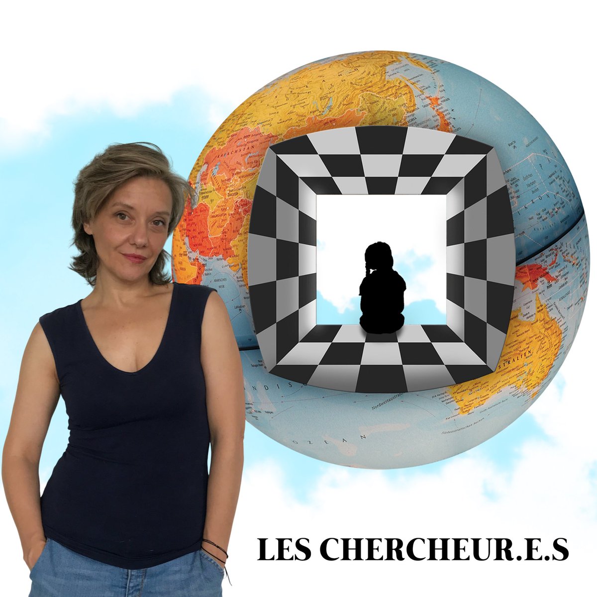Les Chercheur.e.s et son logo, amélioré et coloré à souhaits 😀🌍. Curiosité et interdisciplinarités au menu. + de 4000 écoute pour ce junior native podcast en 3 ans (année sabbatique incluse) #podcast #ausha #leschercheures