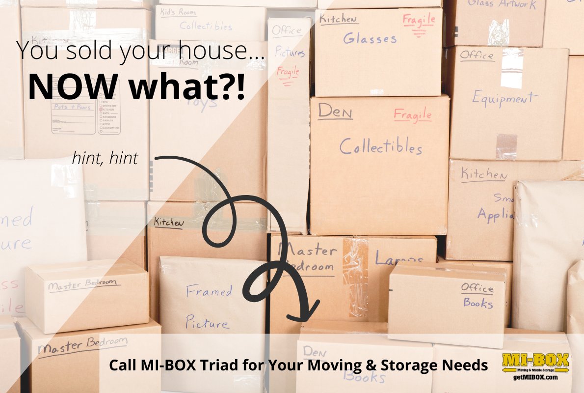 You sold your house, but now you have a household full of stuff to move ... and soon! 😳 Don't sweat it. MI-BOX can help you with both moving and storage. Call us today! 📲

#getmibox #PiedmontTriad