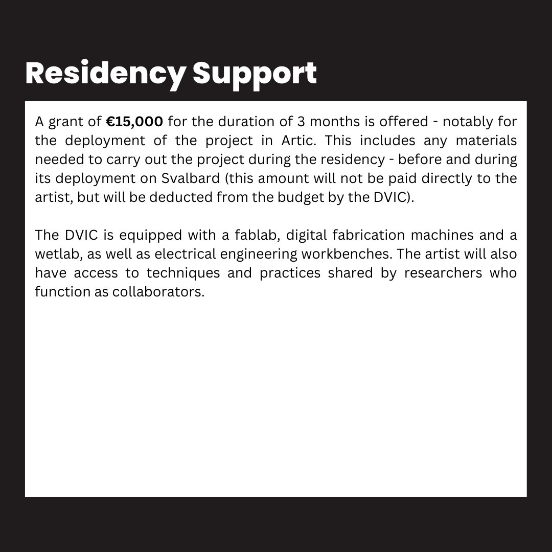 IFT_devinci's tweet photo. ⚠️ Call for Artist Residency ⚠️ - Arctic Region, Svalbard Norway | DVIC and @mitmedialab for MIT Space Exploration Initiative.

➡️ Summary :
- 3 months residence (February-April 2023)
- 10 days in Svalbard MIT base, NO
- €15,000 grant

#artistcall #mitspaceexplorationinitiative https://t.co/bB8gHEOhto