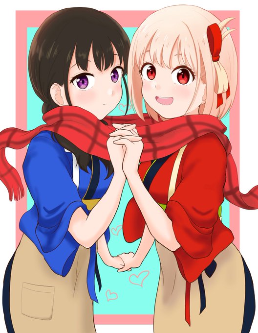 久しぶりのちさたきです。2月18日のリコリコオンリーイベントに向けて、新刊の表紙を描きました。#リコリス・リコイル #リコリコ #ちさたき 