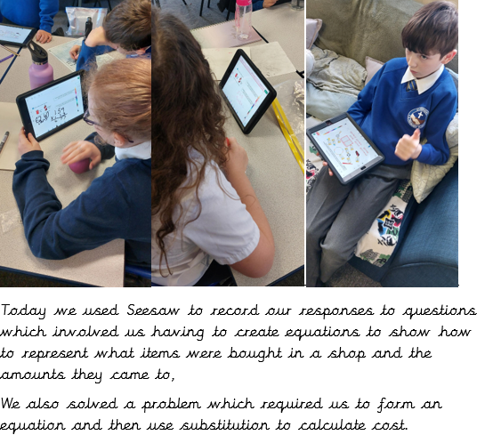 Y6 working hard today at @ststephensaud to form equations and then use substitution to solve problems about money. Incredible work everyone! @WhiteRoseMaths @ClassroomSecLtd