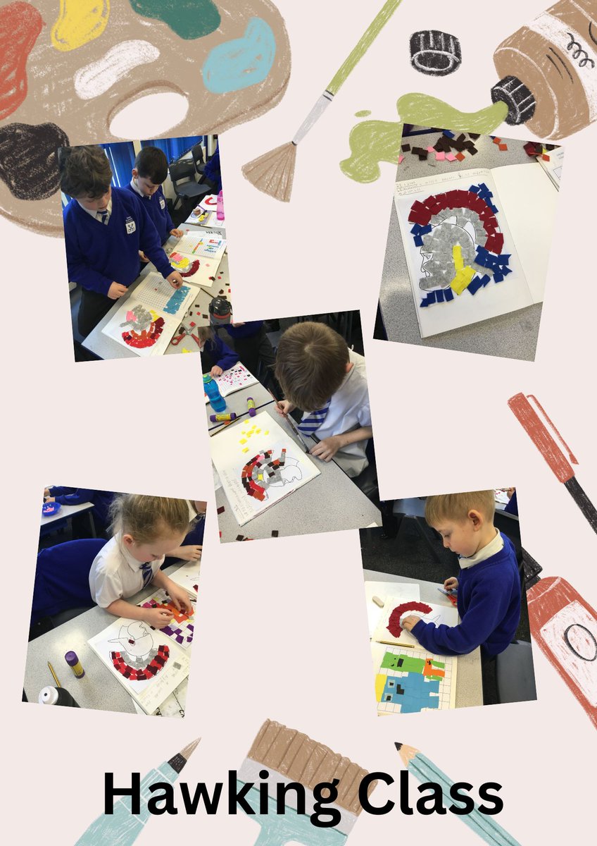 In Art, Hawking Class have been using different materials to make a Roman Mosaic. Look at our wonderful creations! 🎨