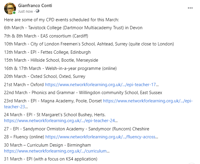 My upcoming CPD events in the UK this March. A punishing schedule, but looking forward to meeting many of you there.
