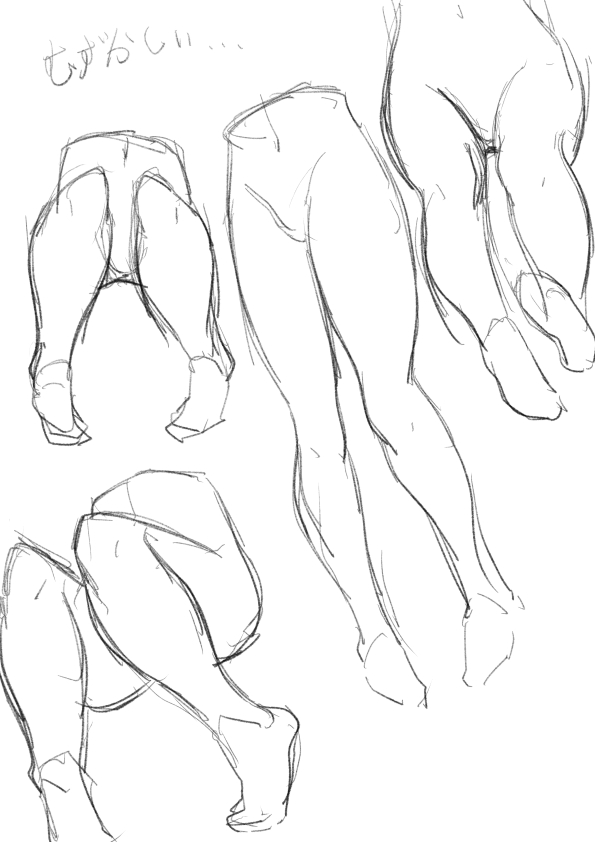 私の絵だと良く画面外へ吹っ飛んで行ってる下半身の練習
動かすと途端にわからなくなるの普通に練習不足 