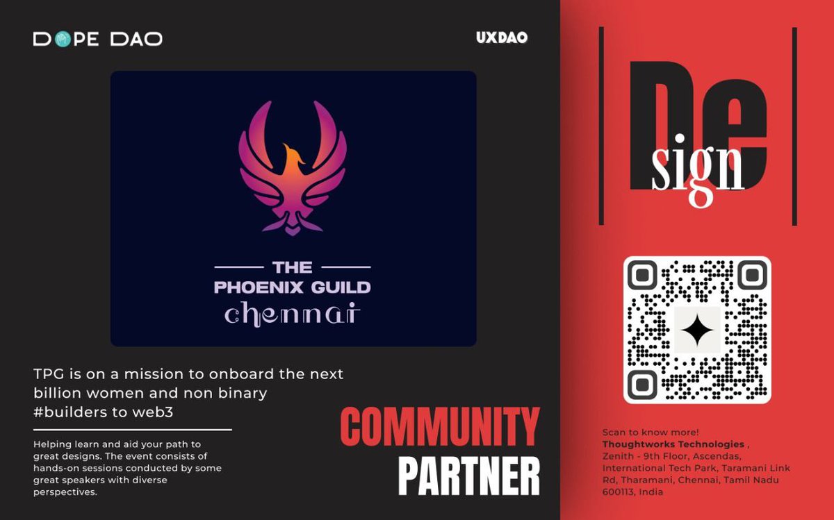 DeSign is happening on the 28th January 2023, 2-5PM in Chennai.

Join speakers from Freshworks, Big Basket and KissFlow among many others as they share their insights in the field of design in web3!

Register here - lu.ma/DeSignByDOPExUX