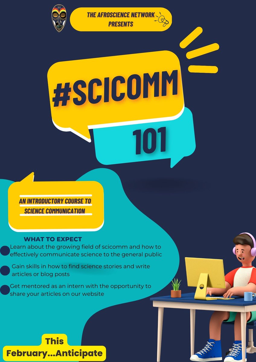Afroscience1's tweet photo. Our introductory science communication training for undergraduates in STEM comes off this February. Stay tuned for more updates! #scicomm #scicomm101 https://t.co/P0iwXyaC8s