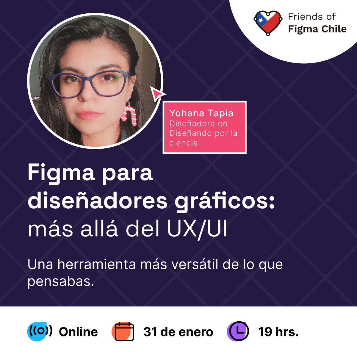 fof_chile's tweet photo. Remider!!! 👀 el próximo martes Yohana Tapia nos estará contando cómo usar Figma desde la mirada del diseño gráfico. 💥 Inscribase: https://t.co/qiXMRPeIsy

#figma #figmalove #fof_chile #ux #ui #userexperience #design #designcommunity #productdesign #diseño #diseñadores https://t.co/OwpYXv9chm