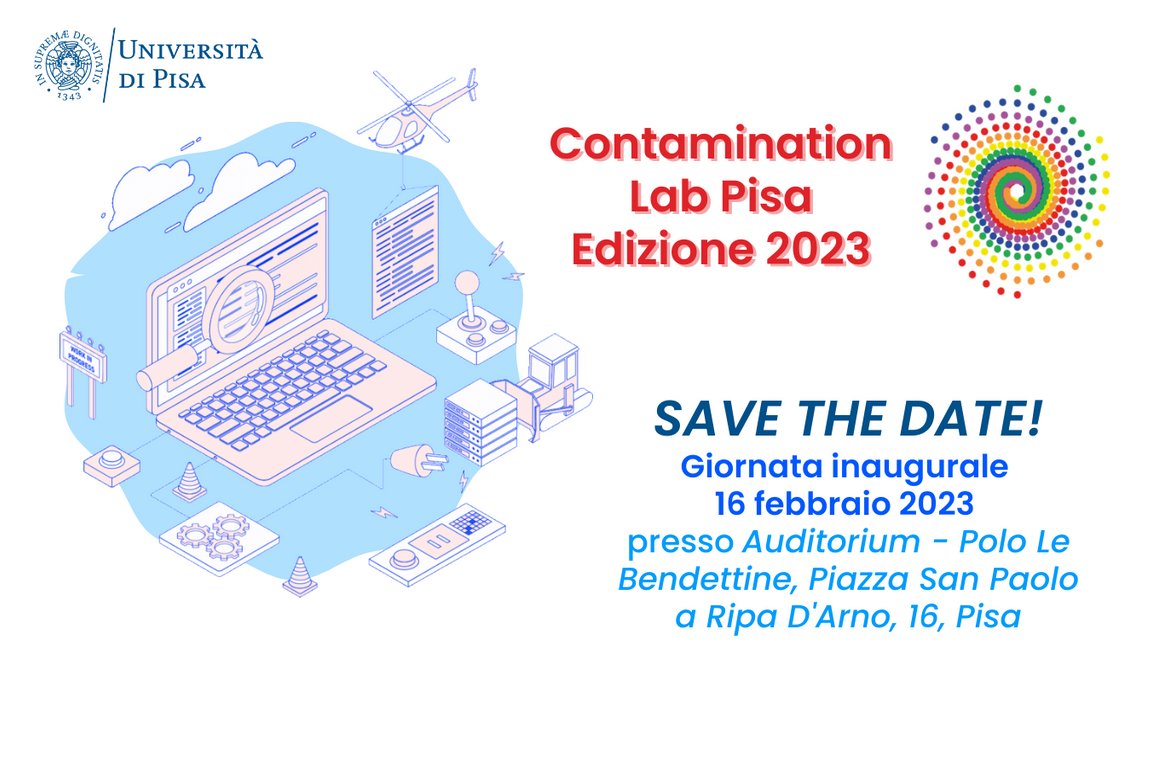 Tutto pronto per la nuova edizione del #CLabPisa 🚀
Vi aspettiamo all'inaugurazione della nostra sesta edizione presso la sede del Contamination Lab Pisa! 
Scopri come partecipare ➡ 
contaminationlab.unipi.it/phd-2023/