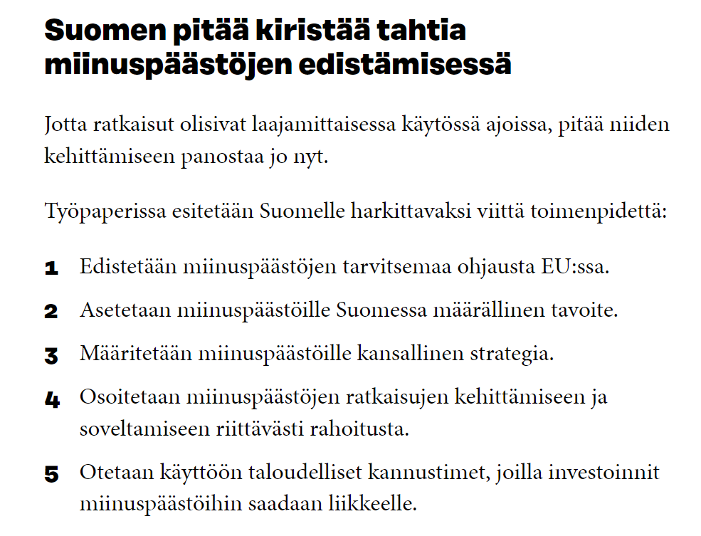 Tämä on onnistunut lista, päättäjän huoneentaulu jopa, #miinuspäästö'istä. 2. ja 3. sellaisia, joissa keskustelulle juuri näinä kuukausina erityinen tarve.