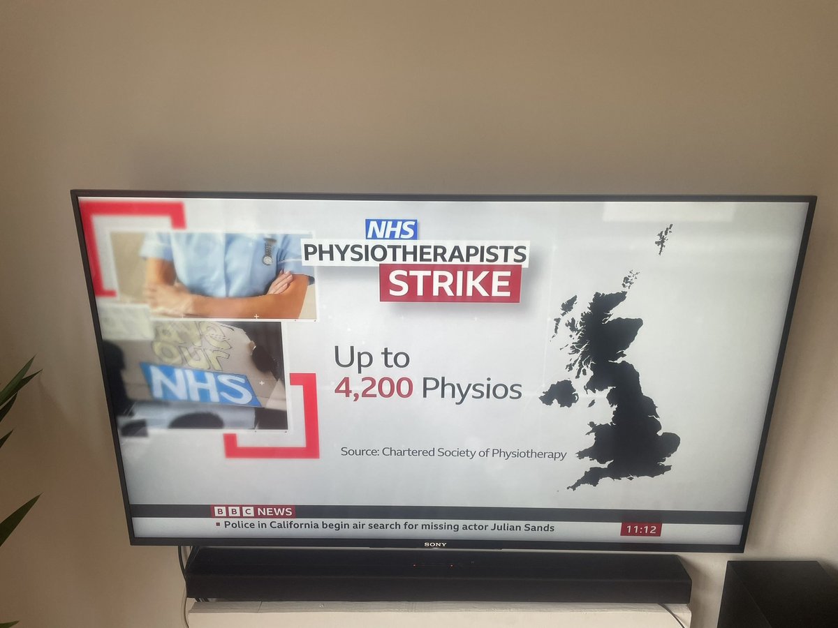 KarenPhysio's tweet photo. Great coverage of #physiotherapy strike today and the brilliant @CSullivanCSP outlining why on @BBCNews … we need to protect patient care #fairpayforphysio https://t.co/pkUNfLWzC3
