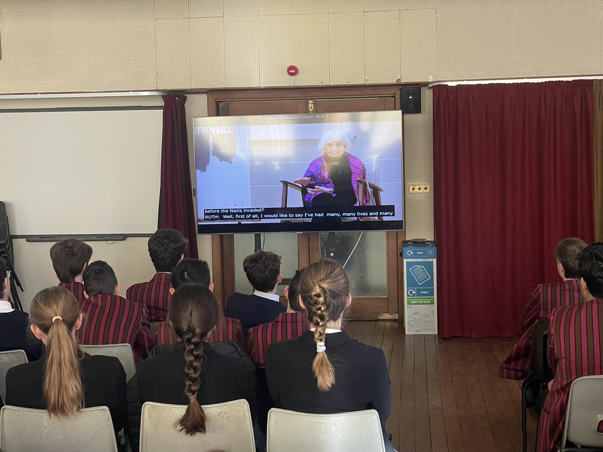This morning the Third Form tuned into the Holocaust Education Trust live stream event to hear the fascinating and moving testimony of Holocaust Survivor Ruth Posner BEM.