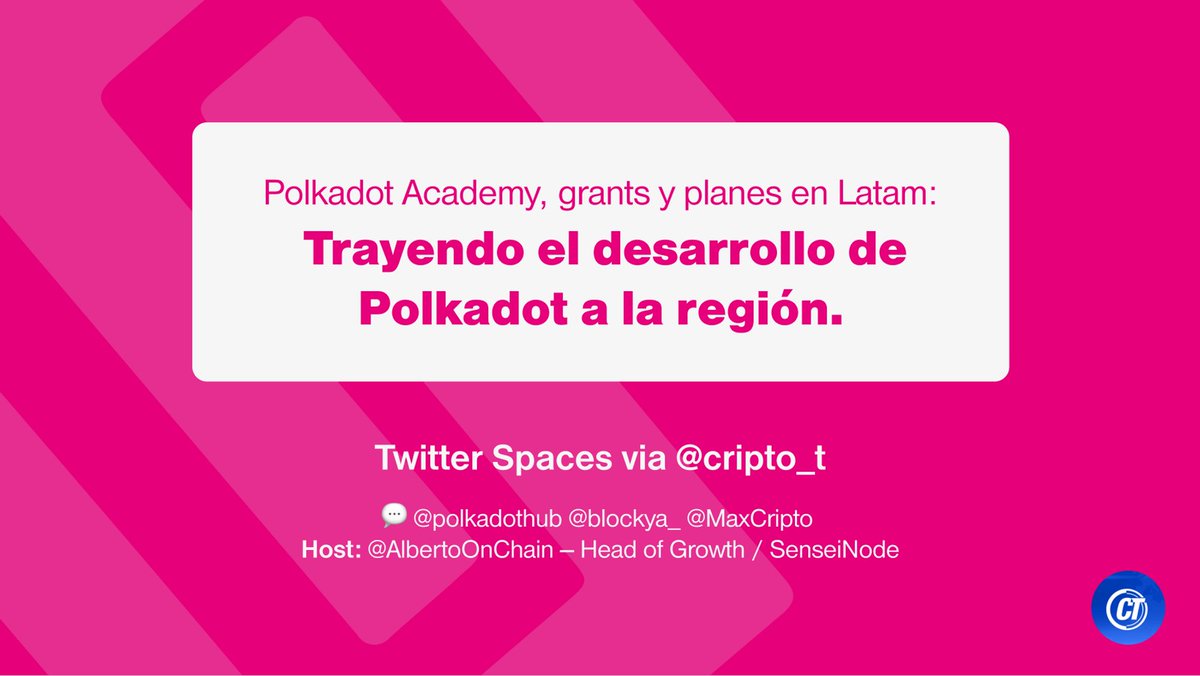 SenseiNode's tweet image. En el marco de la #PolkadotBlockchainAcademy que se está llevando a cabo en Buenos Aires, hablamos con Lorena Fabris y Maximiliano Cáceres.

🧵@Polkadot en Latam, Parte I.

🗣 @polkadothub @blockya_ @Max_Cripto @AlbertoOnChain via @cripto_t
