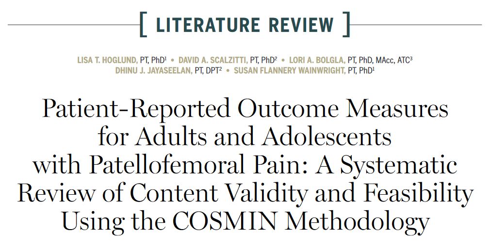 JOSPT's tweet photo. A call for more #QualitativeResearch using the COSMIN guidelines for patient-reported outcome measures

&amp;

A recommendation to use KOOS-PF given the low-quality of evidence for #ContentValidity in #PatellofemoralPain PROMS

Learn more 👉 https://t.co/AR1PMZu0NW

#yourJOSPT https://t.co/fBSfMaaLLf