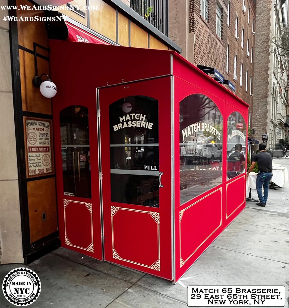 WeAreSignsNY's tweet photo. "We Are Signs& Awnings" make entryway #vestibules, outside seating #enclosures, patio enclosures for your #business or #restaurant.
https://t.co/mOGTA5NsAi
#WeAreSignsNY #VestibulesNYC #NYC #WinterVestibule #WinterEnclosure #sunbrella #match65 #sunbrellafabrics https://t.co/OcJRGaPAi1