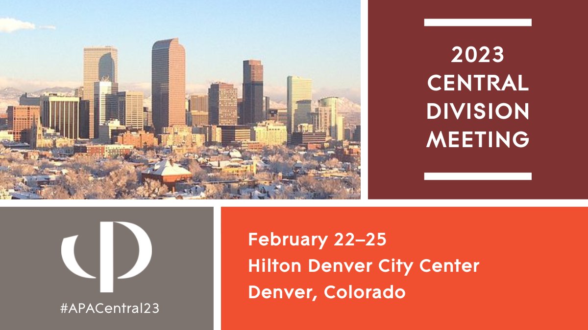American Philosophical Association (@apaphilosophy) on Twitter photo Are you planning to attend #APACentral23 in Denver? If you still need to make hotel reservations, be sure to do so before February 2 to get the APA group rate! Book here: apaonline.org/2023C_Hotelinfo <a href="/APA_Central/">APA Central Division</a> Are you planning to attend #APACentral23 in Denver? If you still need to make hotel reservations, be sure to do so before February 2 to get the APA group rate! Book here: apaonline.org/2023C_Hotelinfo <a href="/APA_Central/">APA Central Division</a>