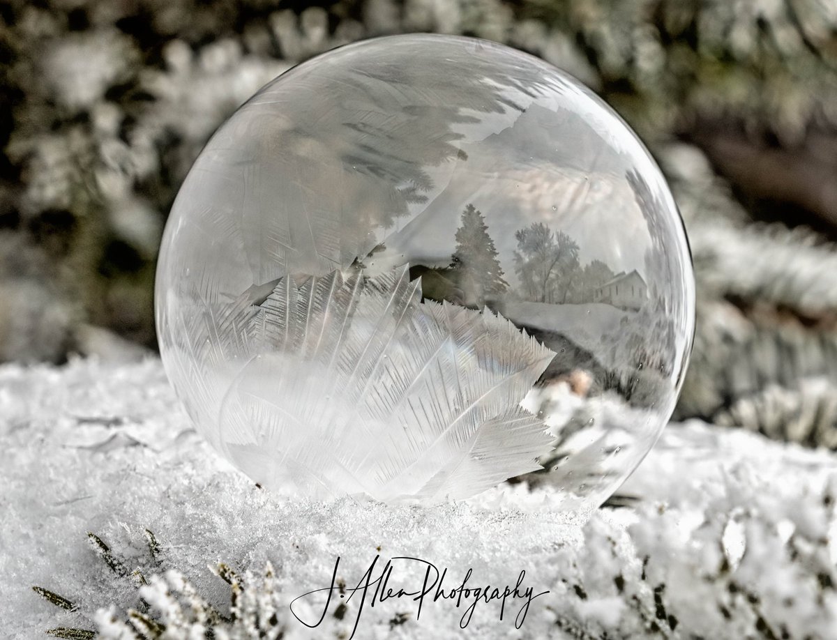 mark_tarello's tweet photo. WICKED COOL! Frozen bubble in the frigid temperatures earlier this week in southwest Minnesota. Photo courtesy of @JAllenPhotogra1 #Frozen #MNwx https://t.co/H3tcAiAcnh