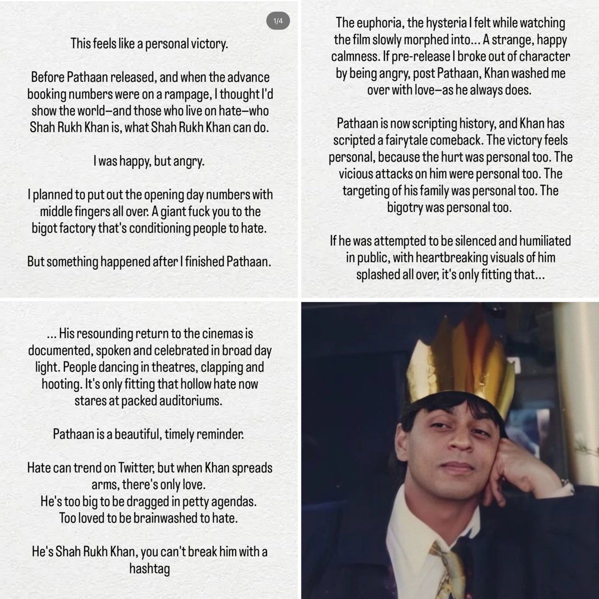 KarnikaKohli's tweet image. "He's Star Rukh Khan. You can't break him with a hashtag."

Via @JustinJRao 

#Pathaan100crWorldwide #Pathaan