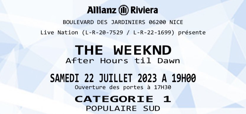 gio56_'s tweet photo. Je vends le billet du concert de The Weeknd à Nice le 22/07, cat 1.
Pour plus d’informations contactez-moi 
#TheWeeknd #TheWeekndNice #Nice https://t.co/W26TRafk9D