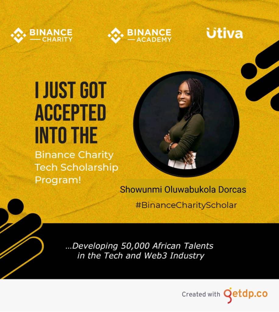 I just got accepted into the binance charity tech scholarship and I'm super excited💃💃💃.
I'm definitely the lady God is sponsoring!!!.
Thank you so much <a href="/cz_binance/">CZ 🔶 BNB</a> ,<a href="/utiva_io/">Utiva</a>
<a href="/BinanceAfrica/">Binance Africa</a> <a href="/BinanceAcademy/">Binance Academy</a>
@binancecharity_ .
#tech #binance #web3 #utiva #binancecharity #edtech