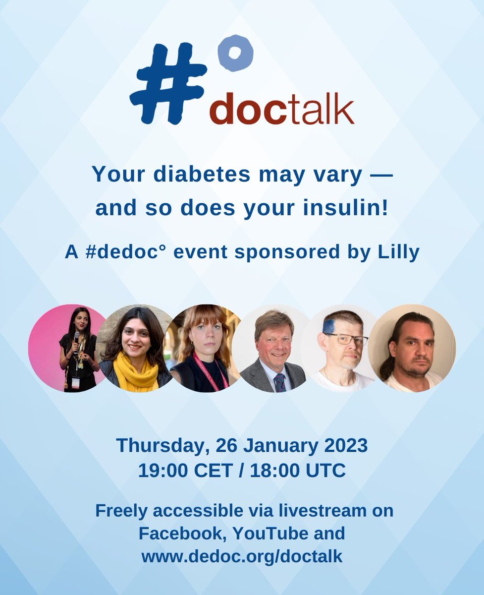 dedocORG's tweet photo. Join us for #doctalk° tonight! Listen to our amazing speakers &amp; join the discussions 😎 "Your diabetes may vary - and so does your insulin!" Link in profile!
*This #dedoc° event is sponsored by Lilly. 
@RenzaS @Sana_Ajmal84 @friendocrino @dolly16v @BionicWookiee @GeniusGlucose https://t.co/islr7D6CPN