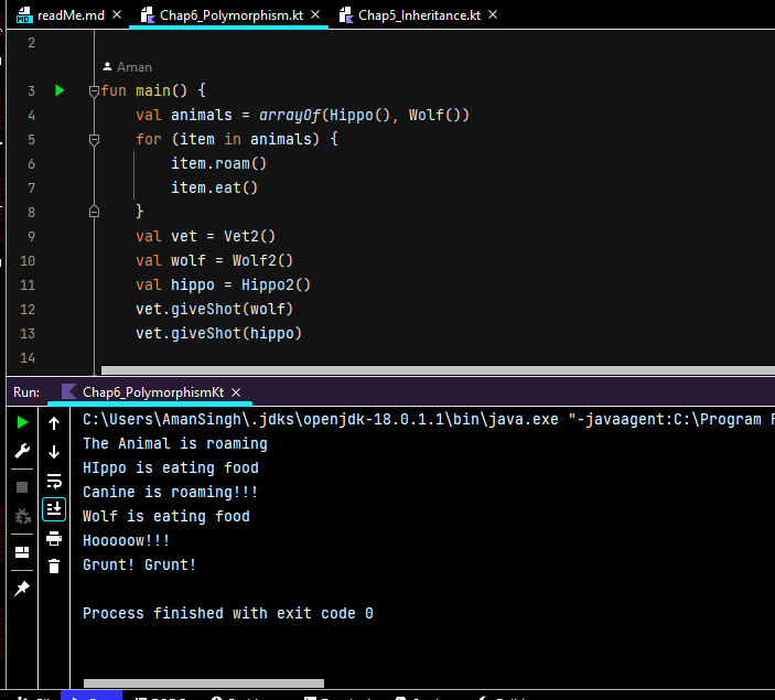 aman1024_'s tweet photo. day4, 3rd Jan
>Chap6_Polymorphism
Animal Class built using Interface & Abstract Class (Animal class inheritance tree)
#100DaysOfProject
#100DaysOfCode
#100DaysOfAndroid #Android #Kotlin
https://t.co/AIeb28IPE0 https://t.co/z0u09Eb6pc