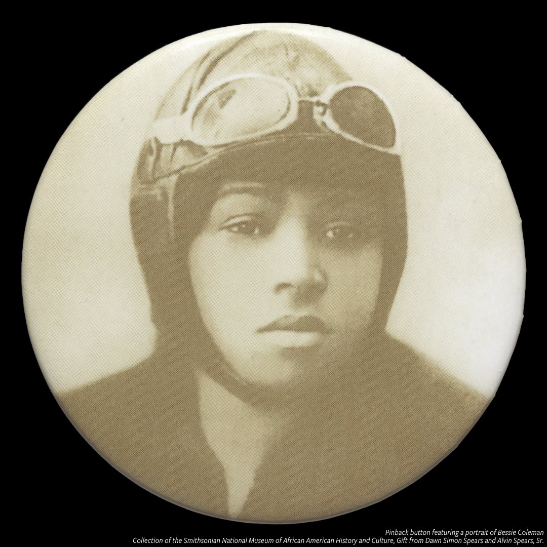 Bessie Coleman was born #OnThisDay in 1892. Coleman broke barriers when she became the first African American woman to earn an international pilot's license in 1922. 

View this pinback button featuring a portrait of Bessie Coleman from our collection:  s.si.edu/33Qfem4