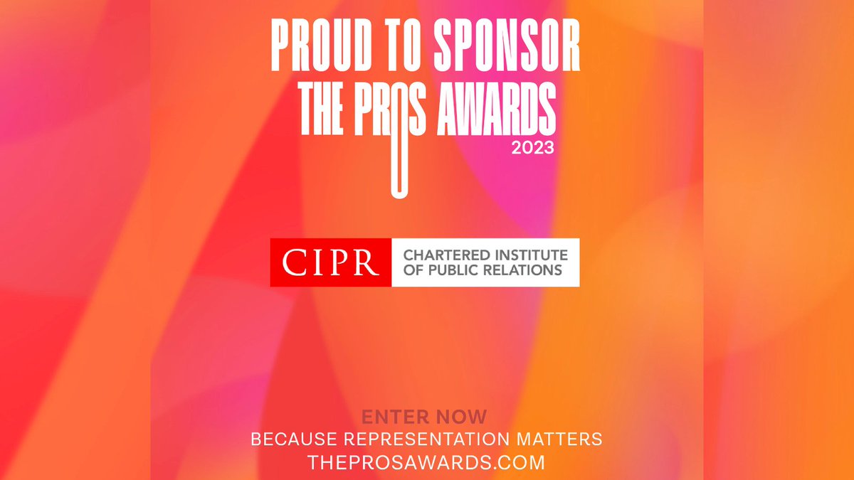 CIPR_Global's tweet photo. The CIPR is proud to sponsor The Pros Awards 2023!
Celebrating talented UK-based Black, Asian, Mixed Race and Ethnic Minority PR and comms pros.
Early bird deadlie: Fri 24 Feb.
Enter: https://t.co/pgemF34Yzl
#theprosawards #bmeprpros @bmeprpros https://t.co/fhVDpp62OL