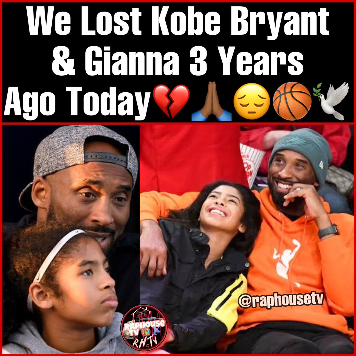 raphousetv2's tweet image. We Lost Kobe Bryant &amp;amp; Gianna 3 Years Ago Today, Gone but never Forgotten💔🙏🏾😔🏀🕊️