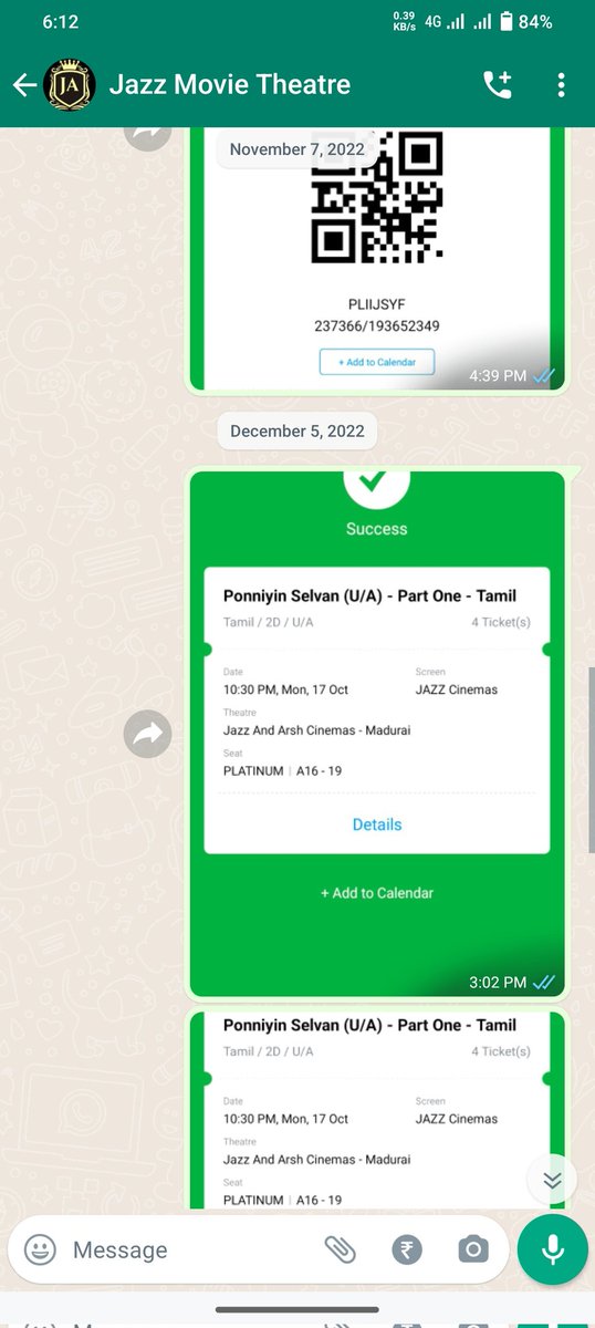 MukilBee's tweet photo. Hi! @JAZZARSHCINEMAS @TicketNew

On the evening dated OCT-17,2022 i booked ticket for ponniyin selvan-part one, but you didn't played the movie on that night because of techical issues.I called on that day and asked for a refund. And your side they asked me for Payment details. https://t.co/hbMOt8NBqG