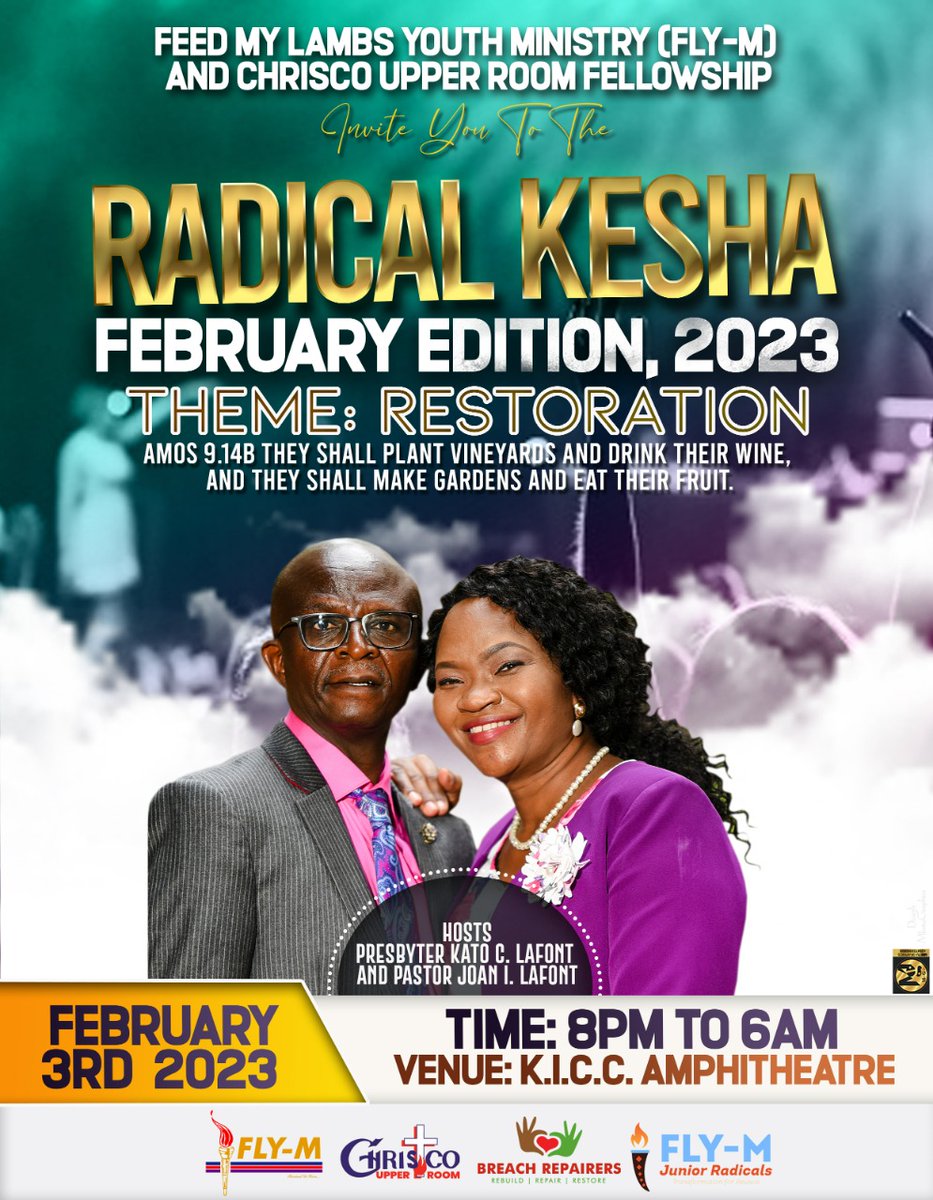 flym_jr's tweet photo. We are only 8 days away from the Radical Kesha that will take place on 3rd of February 2023 at K.I.C.C Amphitheatre from 8:00pm. 

This is our year of Restoration.

Tell a friend to tag a friend.

#RadicalKesha
#DDay
#TransformationForRevival https://t.co/Q5B9R9f9bg