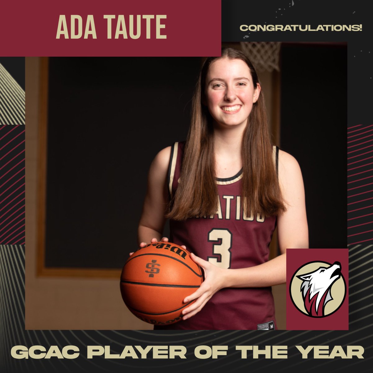 Give it up for the GCAC Player of the Year! 4 year Varsity player, Senior Ada Taute! Congratulations on this amazing accomplishment! #wolfpackbasketball