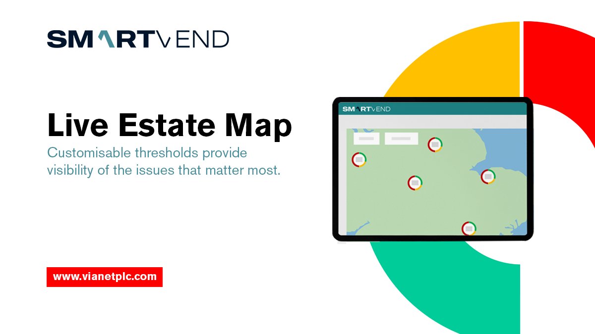 VianetGroupPLC's tweet image. 📌🗺VIEW ISSUES THAT MATTER MOST📌🗺 

@VianetGroupPLC is #TransformingVendingManagement with ground- breaking features such as the new #LiveEstateMap. This allows #VendingOperators to view their entire estate! #DataInsight