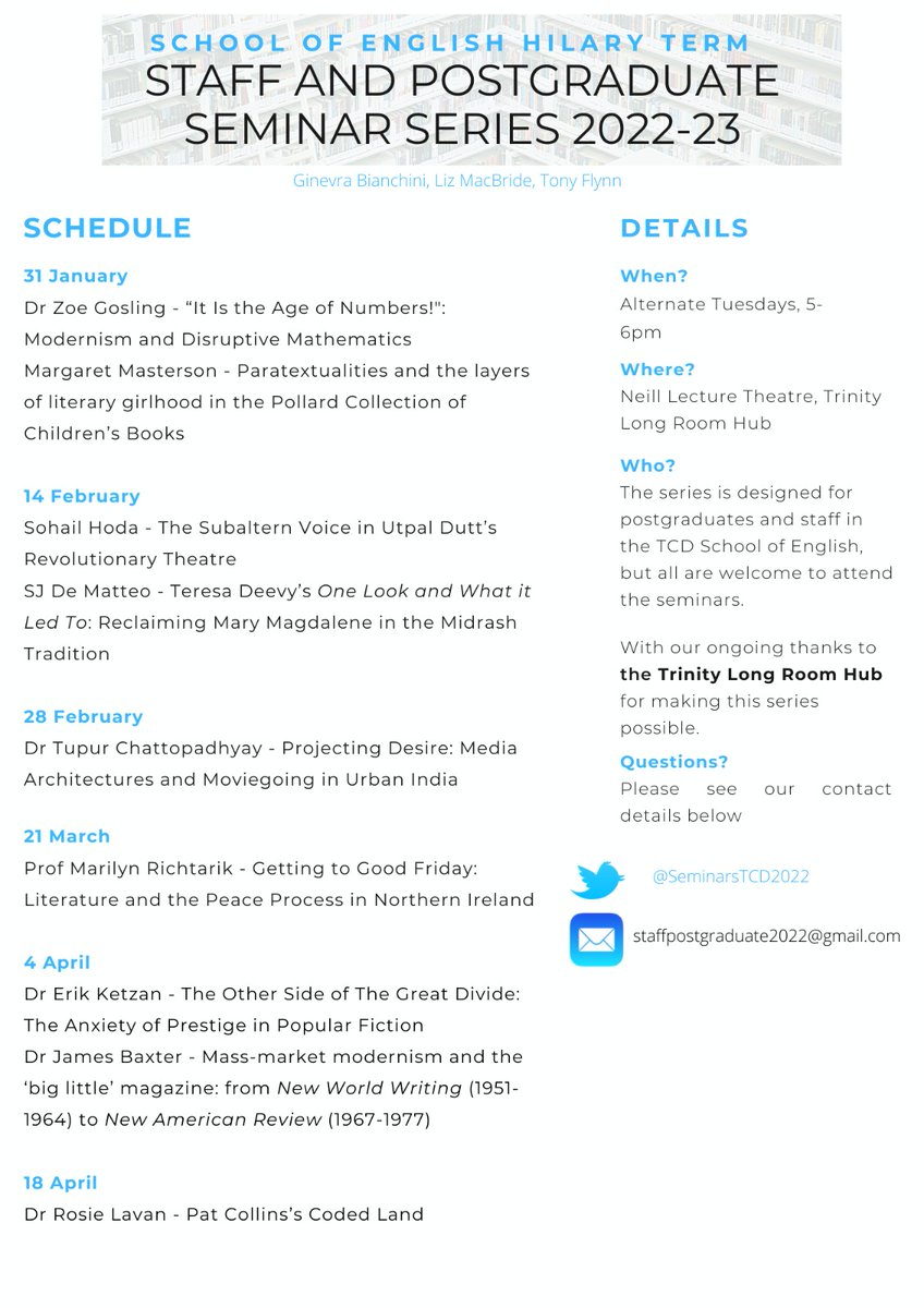 Staff-Postgraduate Seminar Series 2023-4 tweet media