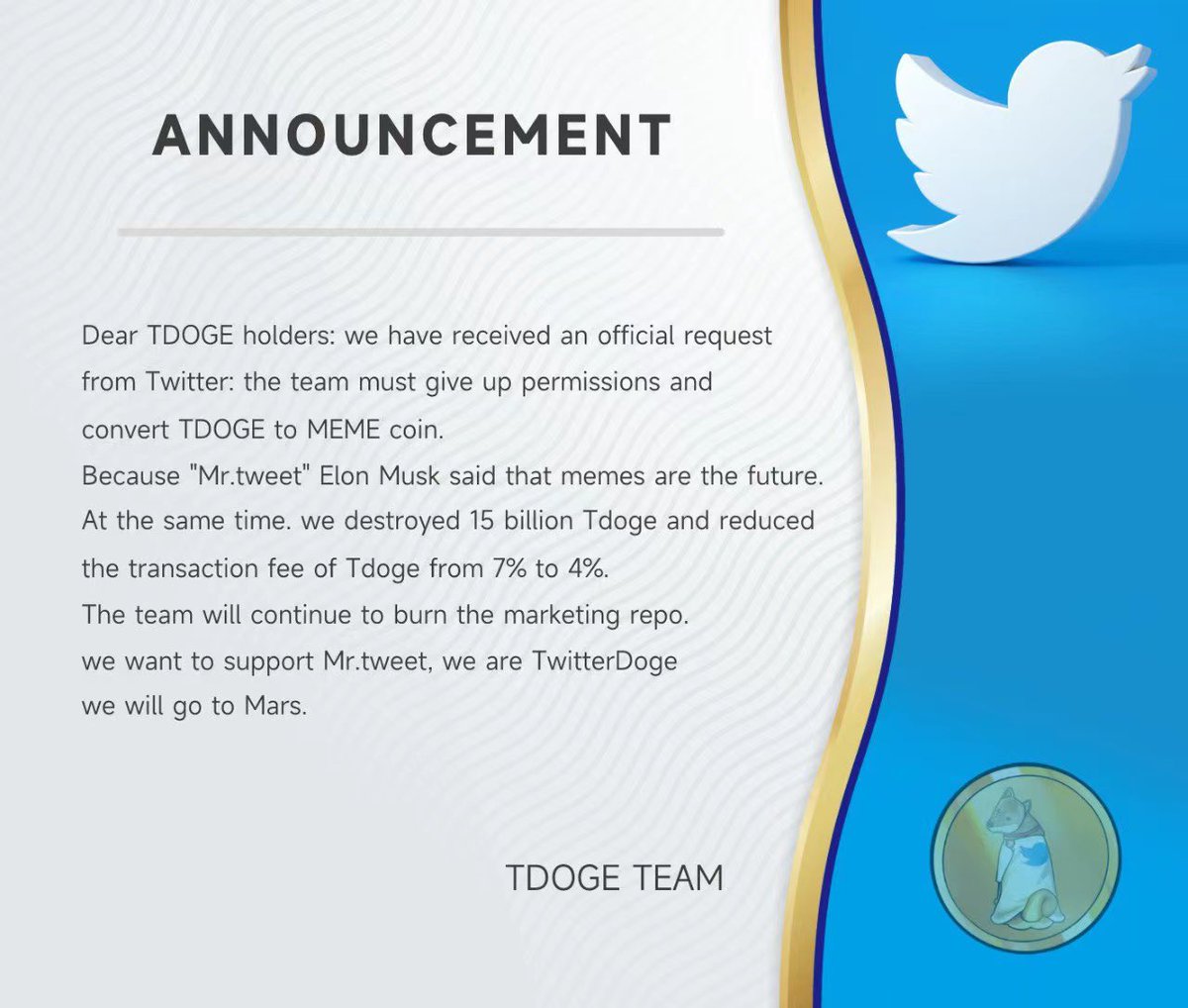 TDOGE lover tweet media