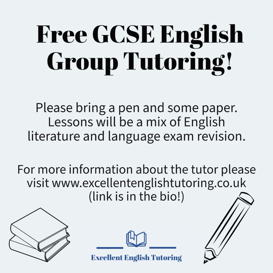We are running our first FREE GCSE English lang & lit exam revision session this Saturday 28th Jan
It will be held at the Rhydyfelin Library, 10 - 11am.
#excellentenglishtutoring #tutoring #rct #rhonddacynontaff #rhydyfelin #pontypridd #tutor #gcse #english #englishtutoring #free