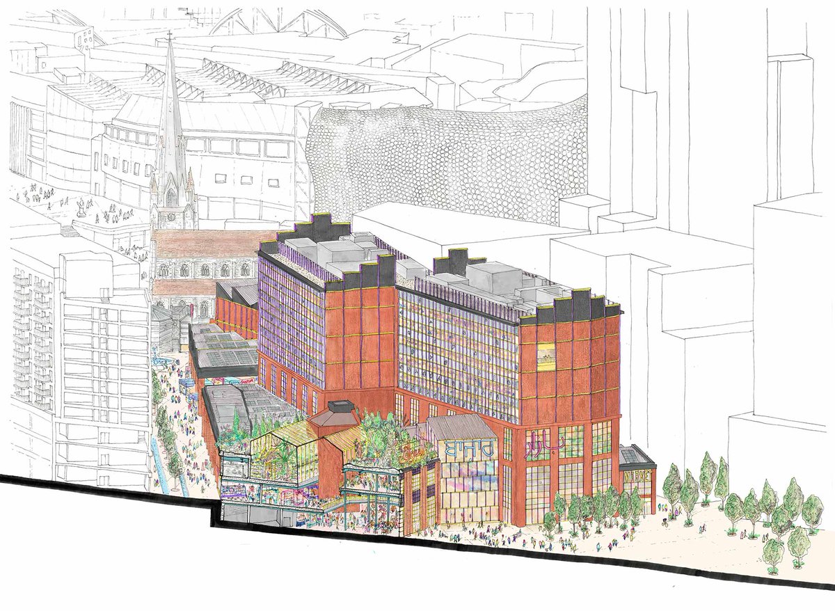 Delighted to announce our designs for a new market hall in the historic heart of Birmingham City have been submitted for planning. Created in collaboration with artist-run @eprjcts the market will form the centrepiece of a mixed-use quarter for @BhamCityCouncil & @Lendlease.