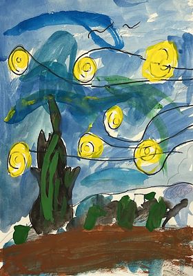 MercerArtIBPYP's tweet photo. 1st gr observed & drew the lines & shapes ( #elementsofart ) from Vincent van Gogh's Starry Night! They then chose the colors and amount & type of paint or drawing materials they liked best for their version! #chooseyourstyle #elementaryart #howweexpressourselves #PYPArt https://t.co/2PfGCr5NPF