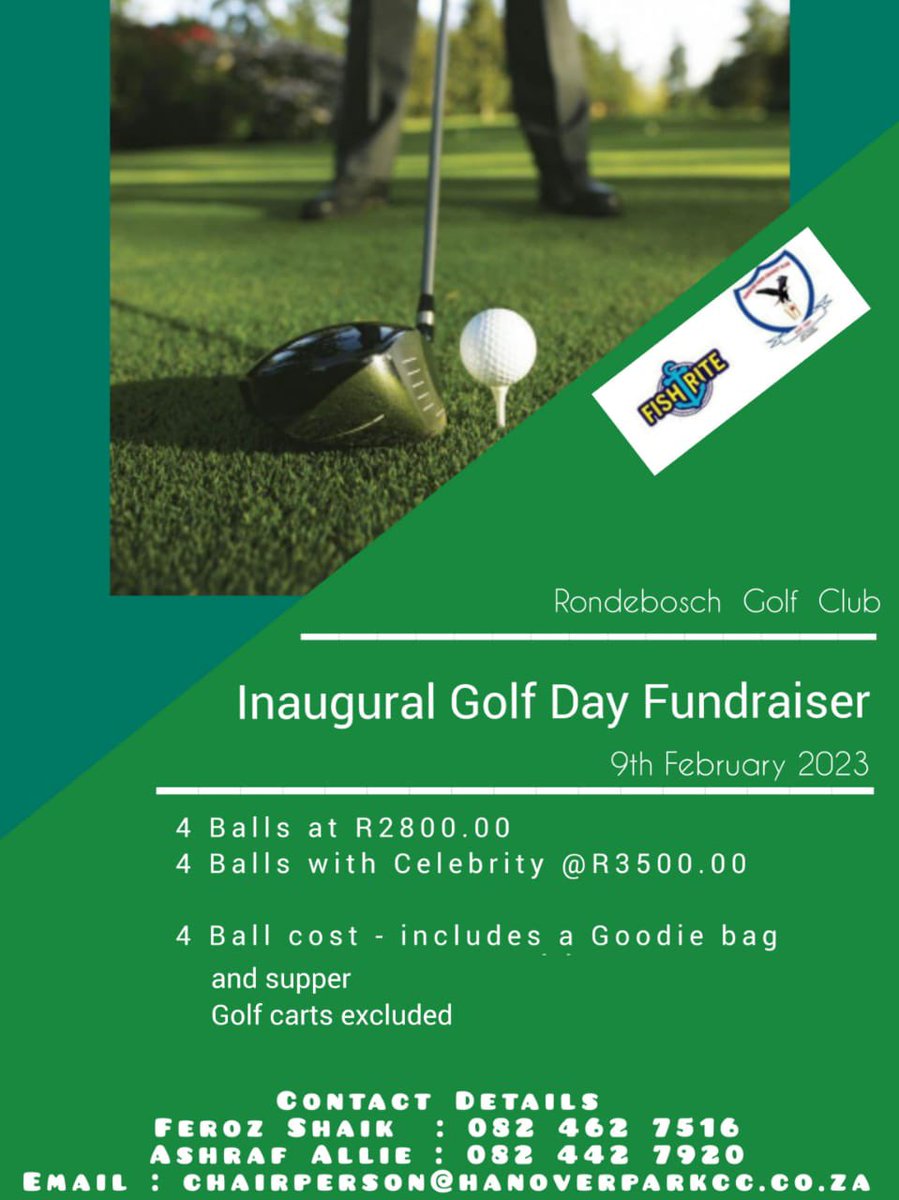 10 x 4 Balls remaining at this important inaugural fundraiser golf day.

It’s working to donate for youth to play. Double blessings.🙏🏾

Kudos to #LKElectrical &amp; <a href="/BrackenfellCC/">Brackenfell CC</a> for donating towards a 4 ball for 4 youth to play from <a href="/PlainGolfClub/">Mitchells Plain Golf Club</a> 

<a href="/ashrafallie2918/">Ashraf Allie™️🇿🇦❤️🇵🇸🔴</a>
<a href="/Jehad_Kasu/">JK Not Rowling</a>
